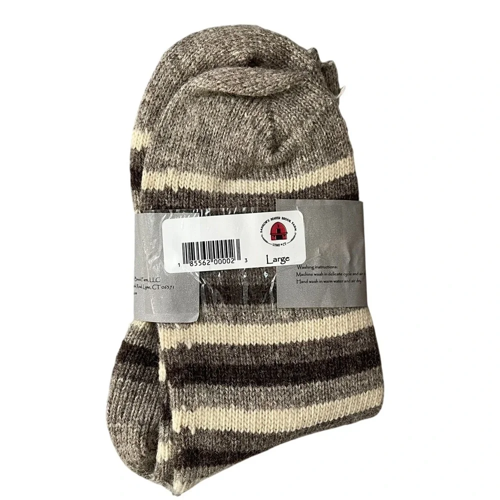 Sankow's Beaver Brook Farm Striped Wool Socks Handmade USA |‎ Unisex Size Large
